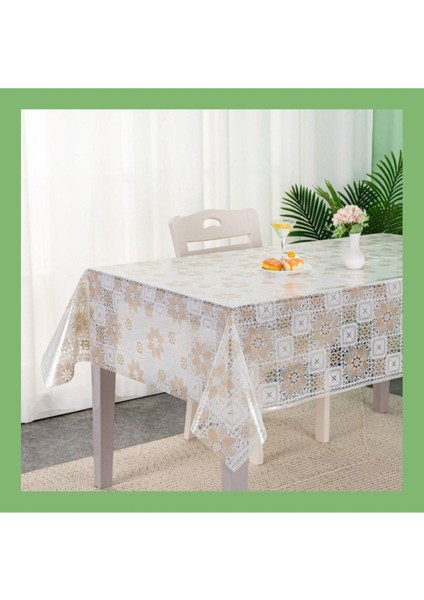 Şeffaf Pvc Masa Örtüsü, Dantel Görünüm, Leke Tutmaz, Kaymaz, Şık ve Kullanışlı