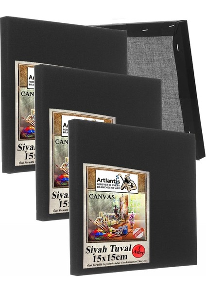 Siyah Tuval 15X15 cm 3 Adet Astarlı Kare Tuval Resim Tuvali Siyah 15*15 cm Tual Akrilik Yağlı Boya Için Ideal