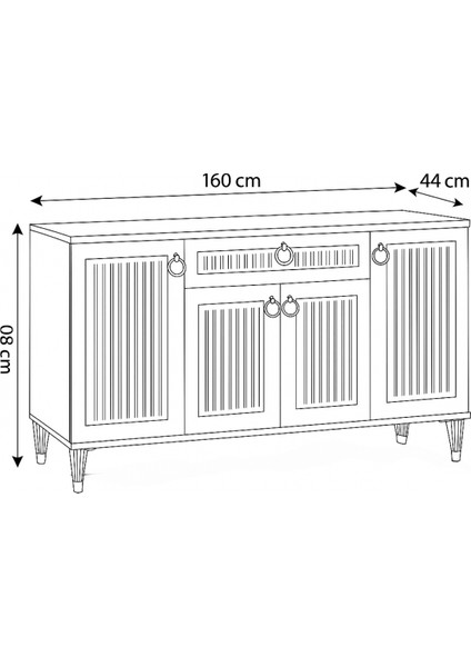 Arya Konsol 4 Kapaklı 1 Çekmeceli Beyaz Atlantik Çam Gold Detaylı 160x80x44 Cm fırsatları