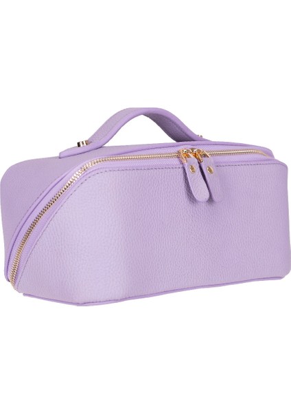 Ella Lilac Dusk Bloom – Deri Seyahat ve Makyaj Çantası