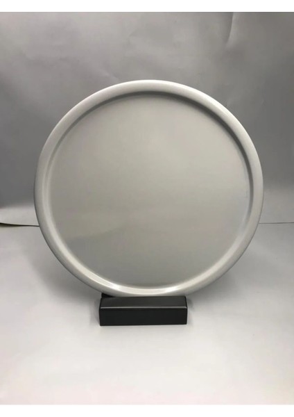 30 cm Mat Gri Metal Yuvarlak Servis Tepsisi, Şık ve Kullanışlı Sunum Aracı