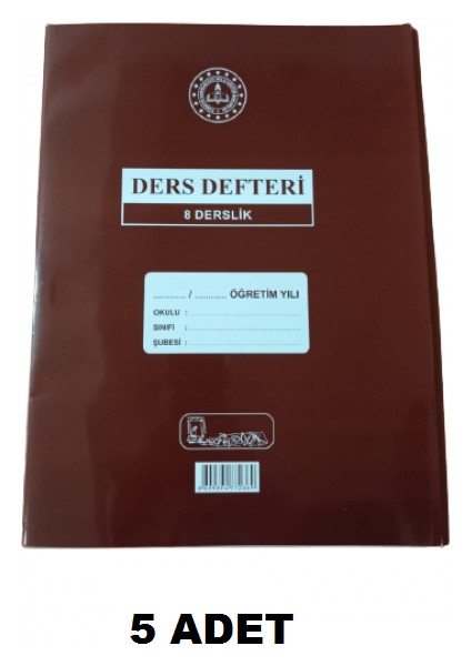 8 Derslik Yoklama Fişsiz Sınıf Defteri (5 Adet)
