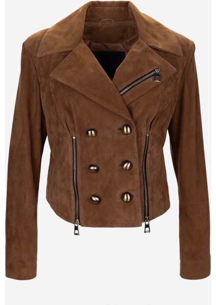 Kadın Hakiki Deri Deri Mont 616 Z-4103 Bn Derımont Y25 Vıskı Suet