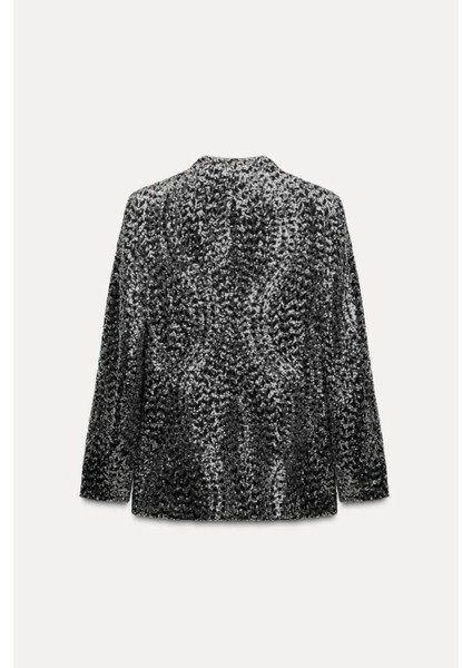 Allbucks Zara, Payetli Pullu Parlak Yakasız Blazer Ceket ABZRA1000 fırsatları