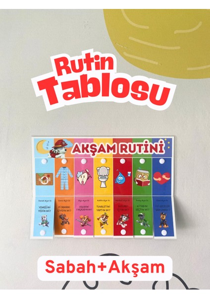 Sabah ve Akşam Rutini Tablosu (Cırt Cırtlı) (Paw Patrol Temalı)