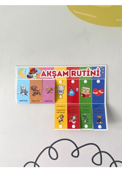 Sabah ve Akşam Rutini Tablosu (Cırt Cırtlı) (Paw Patrol Temalı) fiyatları