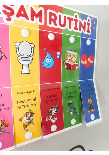 Sabah ve Akşam Rutini Tablosu (Cırt Cırtlı) (Paw Patrol Temalı)