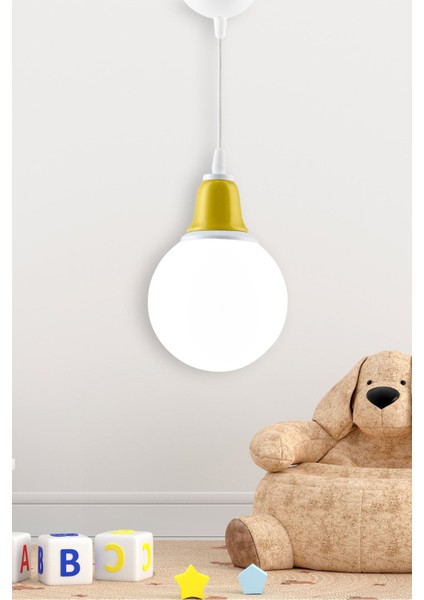 Sarı Seramikli Tekli Sarkıt Avize, Şık ve Dekoratif Aydınlatma Seçeneği