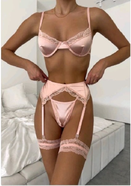 Pembe Dantel Jartiyer Set fırsatları