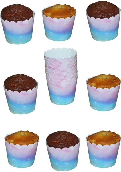 Renkli Muffin Kek Kalıbı, Doğum Günü Partisi, 25'li, Kek ve Cupcake Kapsülü