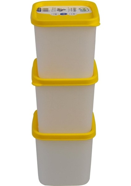 3'lü Sarı Saklama Kabı, 0,38 Litre, Pratik ve Şık Mutfak Gereci