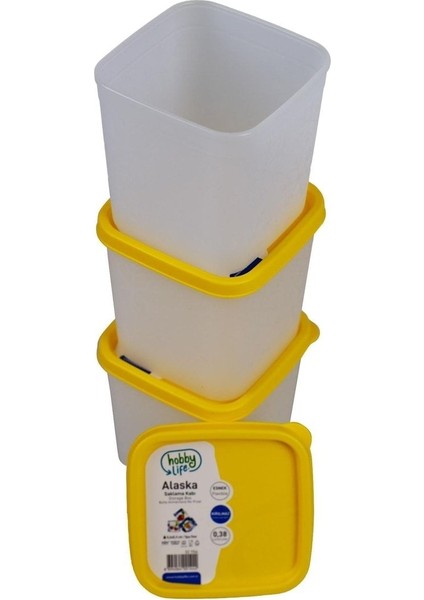 3'lü Sarı Saklama Kabı, 0,38 Litre, Pratik ve Şık Mutfak Gereci fırsatları