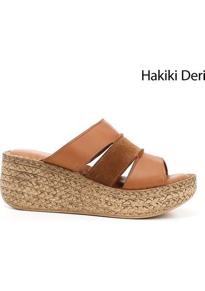 Kadın Taba Antik Dolgu Topuk Hakiki Deri Terlik