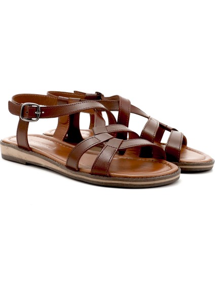 Kadın Kahverengi Hakiki Deri Sandalet fiyatları