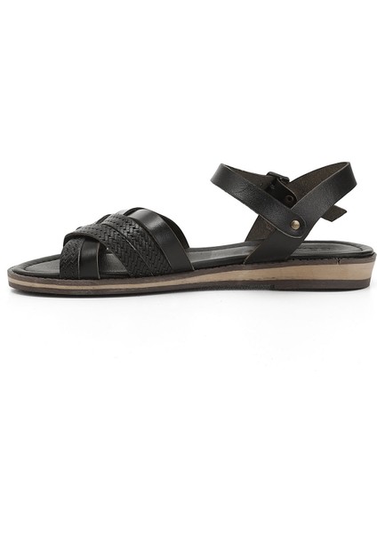 Kadın Siyah Parmak Arası Hakiki Deri Sandalet modelleri