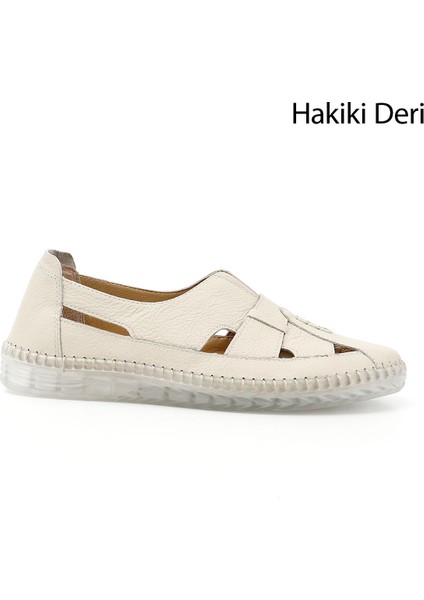 Kadın Bej Hakiki Deri Comfort Ayakkabı