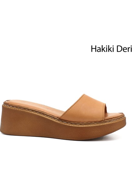 Kadın Taba Antik Dolgu Taban Hakiki Deri Terlik