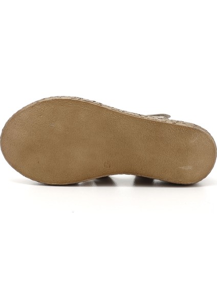 Kadın Antik Bej Cırt Bantlı Dolgu Topuk Hakiki Deri Sandalet fırsatları