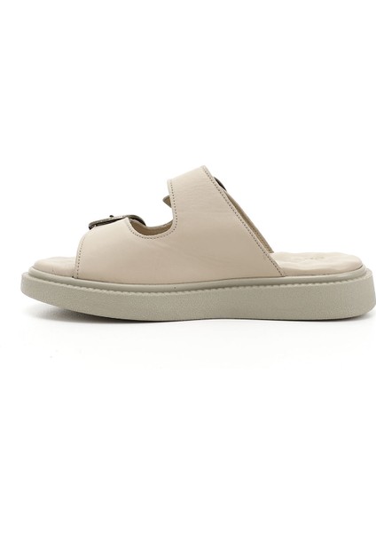 Kadın Bej Tokalı Dolgu Taban Hakiki Deri Comfort Terlik fırsatları