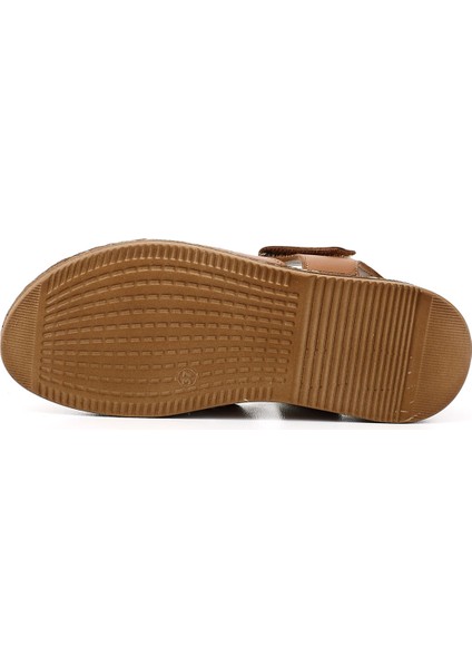 Kadın Taba Antik Cırt Bantlı Dolgu Topuk Hakiki Deri Sandalet fırsatları