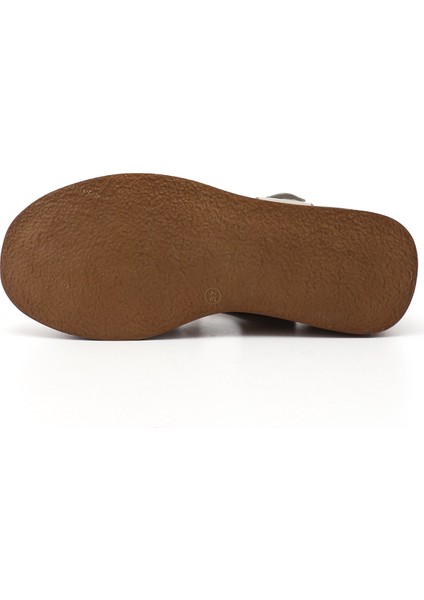 Kadın Krem Dolgu Taban Hakiki Deri Sandalet fırsatları