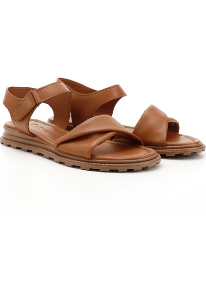 Kadın Taba Antik Cırt Bantlı Hakiki Deri Sandalet modelleri