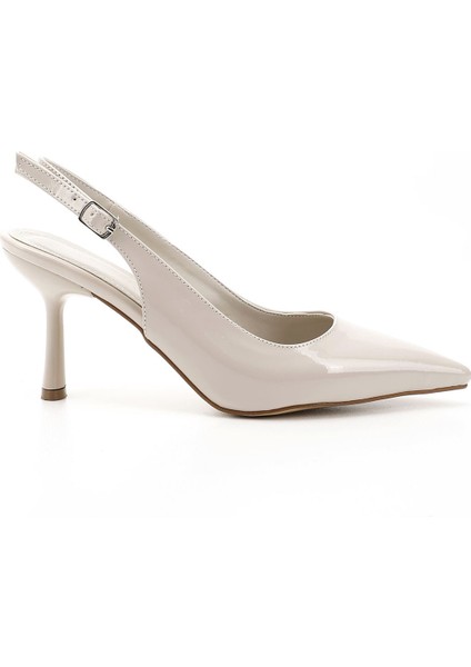 Kadın Ten - Rugan Sivri Burun Kadeh Ökçe Arkası Açık Ayakkabı