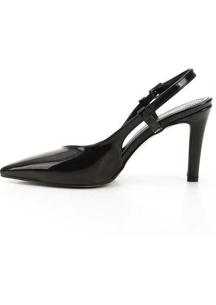 Kadın Siyah - Rugan İnce Topuklu Arkası Açık Ayakkabı fırsatları