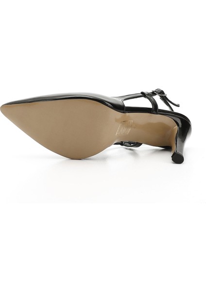 Kadın Siyah - Rugan İnce Topuklu Arkası Açık Ayakkabı indirimleri