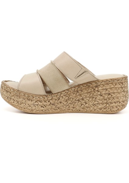 Kadın Antik Bej Dolgu Topuk Hakiki Deri Terlik modelleri