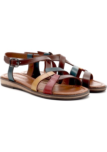 Kadın Kahve Hakiki Deri Sandalet fiyatları