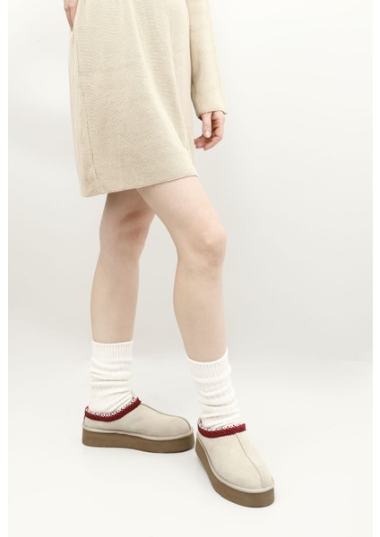 Kadın Kum - Nubuk W Tazz Kalın Tabanlı Hakiki Deri Kürklü Terlik fiyatları