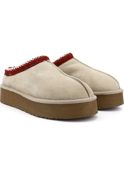 Kadın Kum - Nubuk W Tazz Kalın Tabanlı Hakiki Deri Kürklü Terlik modelleri