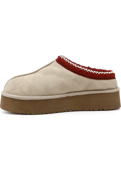 Kadın Kum - Nubuk W Tazz Kalın Tabanlı Hakiki Deri Kürklü Terlik fırsatları