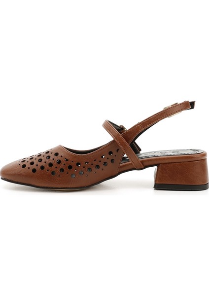 Kadın Taba Kısa Kalın Topuklu Arkası Açık Mary Jane Ayakkabı modelleri