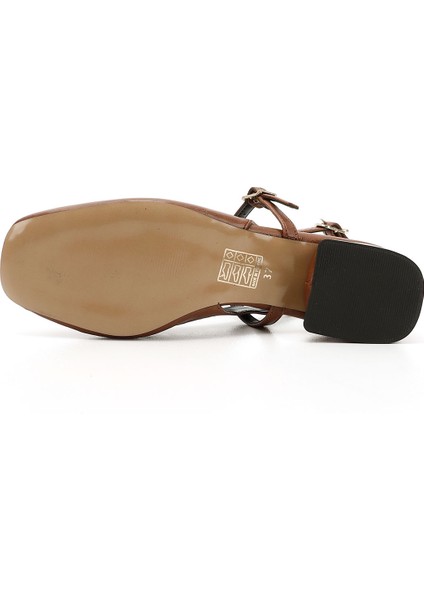 Kadın Taba Kısa Kalın Topuklu Arkası Açık Mary Jane Ayakkabı fırsatları