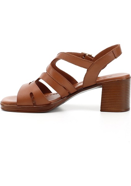 Kadın Taba Kalın Topuklu Hakiki Deri Sandalet fırsatları