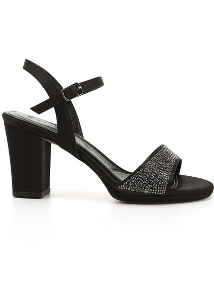 Kadın Siyah Bilekten Bağlı Platform Topuklu Sandalet