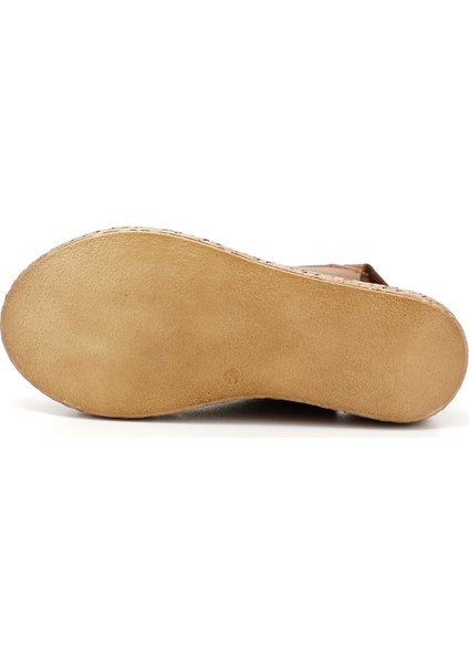 Kadın Taba Antik Cırt Bantlı Dolgu Topuk Hakiki Deri Sandalet fırsatları