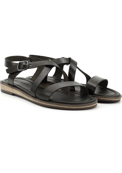 Kadın Siyah Hakiki Deri Sandalet fiyatları