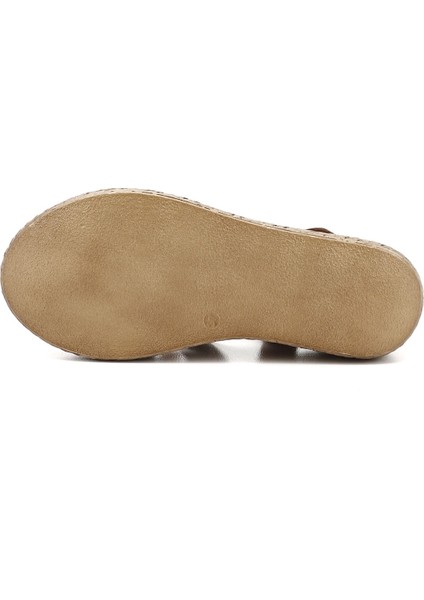 Kadın Taba Cırt Bantlı Dolgu Topuk Hakiki Deri Sandalet fırsatları