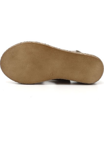 Kadın Antik Bej Cırt Bantlı Dolgu Topuk Hakiki Deri Sandalet fırsatları