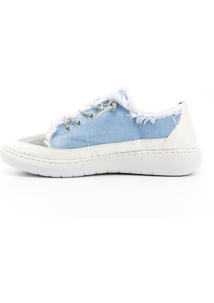 Kadın Mavi Kot Triko Taşlı Comfort Dolgu Taban Sneaker modelleri