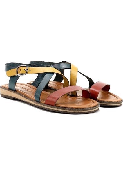 Kadın Saks - Mavi Hakiki Deri Sandalet fiyatları
