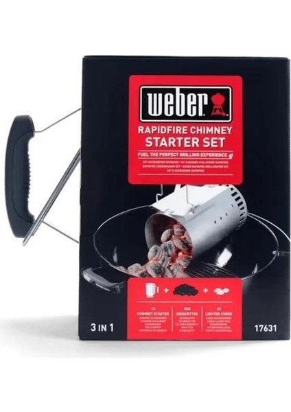 Rapidfire Chimney Starter Set 17631 Kömür Briketleri, Çıra Küpleri ve Baca modelleri