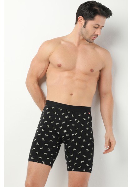 Desenli Uzun Paçalı Likralı Erkek Boxer 1014