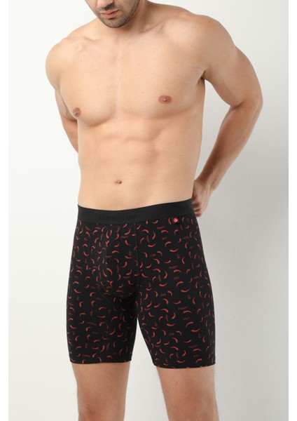 Desenli Uzun Paçalı Likralı Erkek Boxer 1014