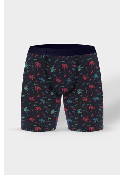 Desenli Uzun Paçalı Likralı Erkek Boxer 1014