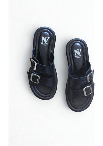 Siyah Hakiki Deri Kadın Tokalı Terlik fiyatları