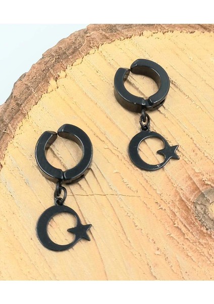 Siyah Renk Kıstırma Çelik Küpe fiyatları